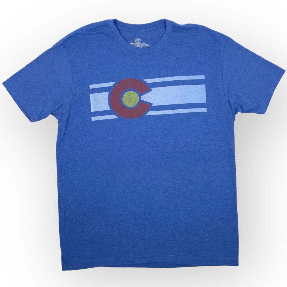 Colorado State Flag T-Shirt (L) Heather Royal Tagless